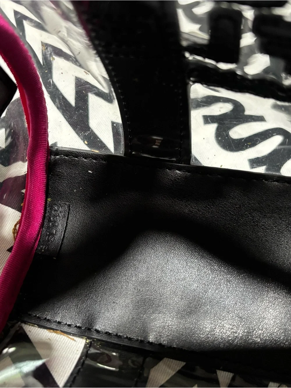 Marc Jacobs Clear Duffle Crossbody with Black Trim and Pink Accent